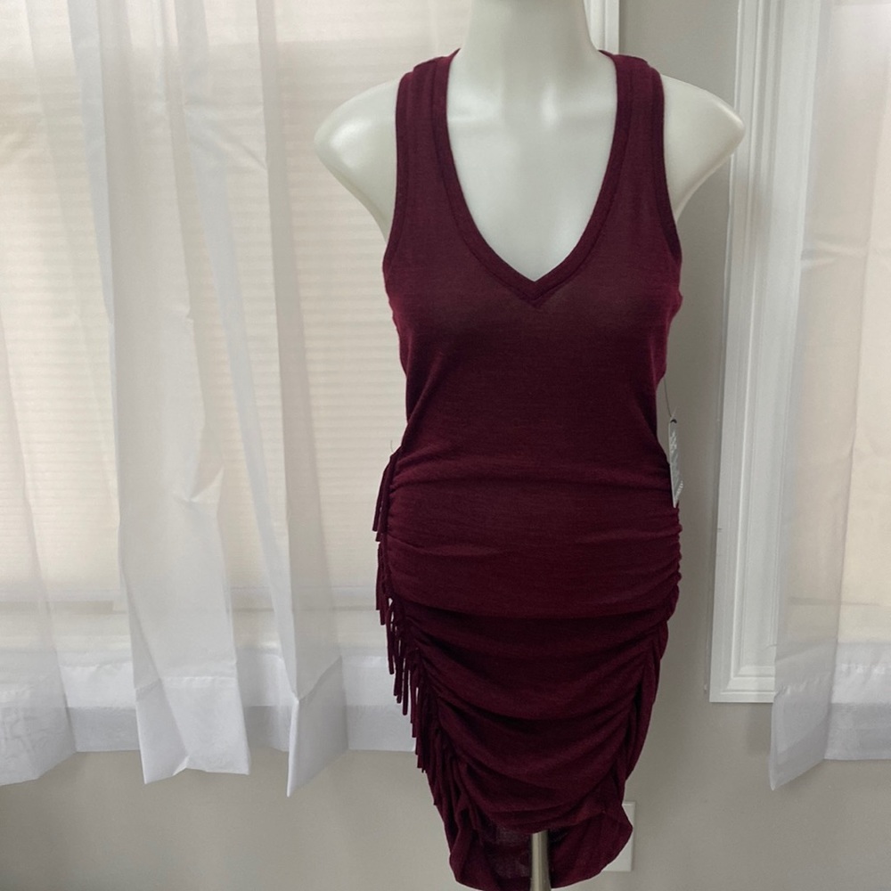 New express maroon‎ fringe dress